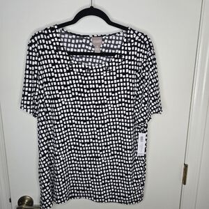 Chico's Coastal Geos Grommet Scoop Top